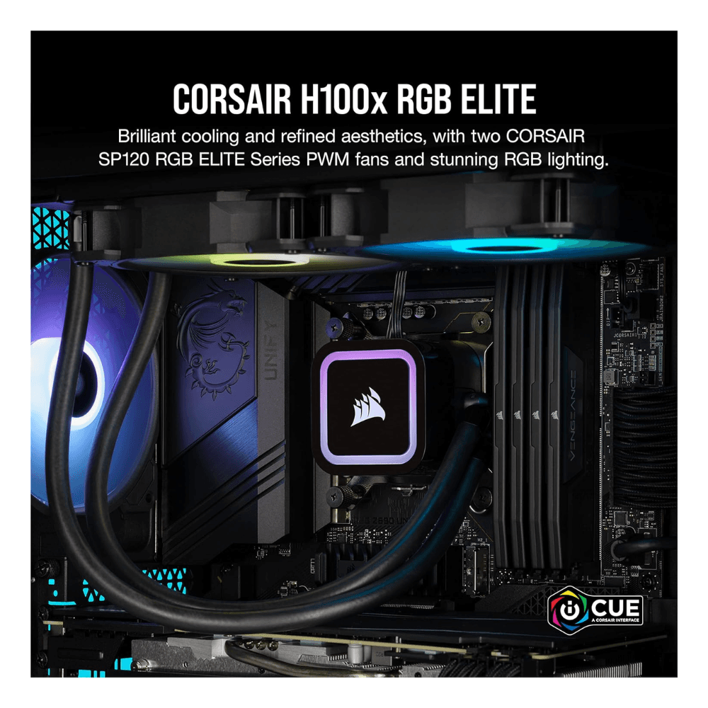 CORSAIR iCUE H100x RGB ELITE 240mm – Black — thumbnail 5 of 5