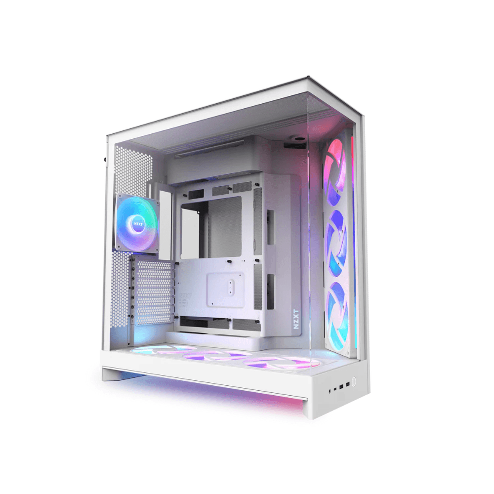NZXT H9 FLOW RGB+ DUAL-CHAMBER MID TOWER Airflow With CONTROL HUB White CASE