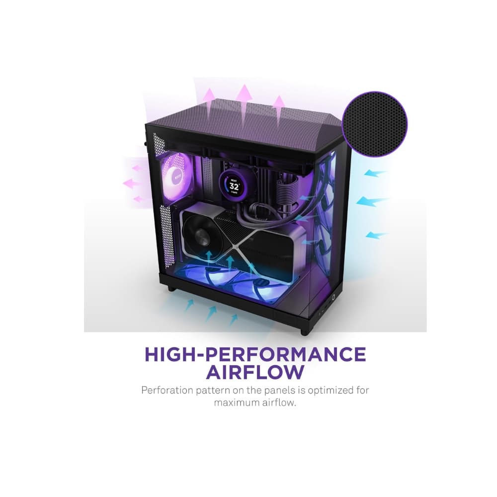 NZXT H6 FLOW RGB COMPACT DUAL-CHAMBER ATX BLACK CASE — thumbnail 5 of 8