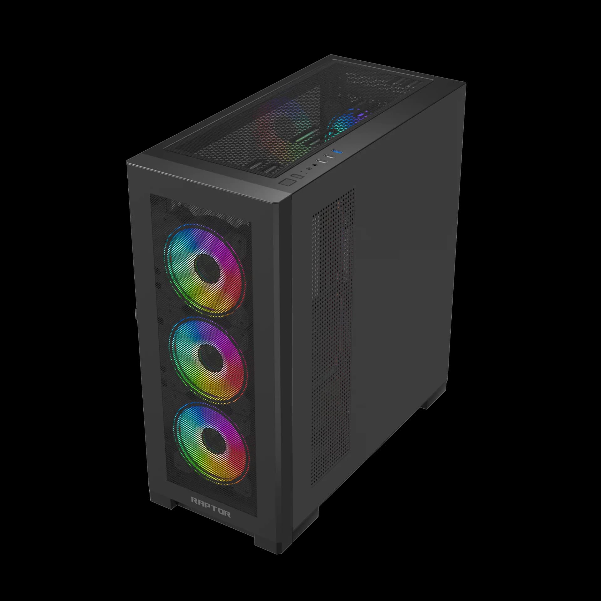 Raptor 290-XL ARCTIC HAWK RGB Mid Tower Case - Black — thumbnail 3 of 10