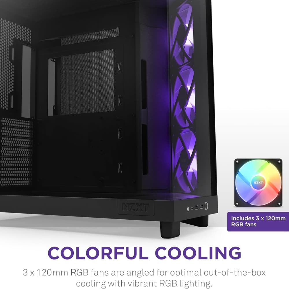NZXT H6 FLOW RGB COMPACT DUAL-CHAMBER ATX BLACK CASE — thumbnail 4 of 8