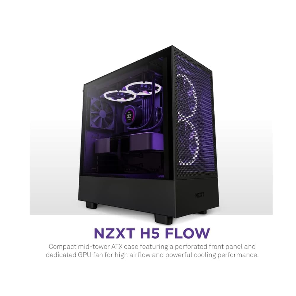 NZXT H5 FLOW ATX Mid-Tower Case – Black