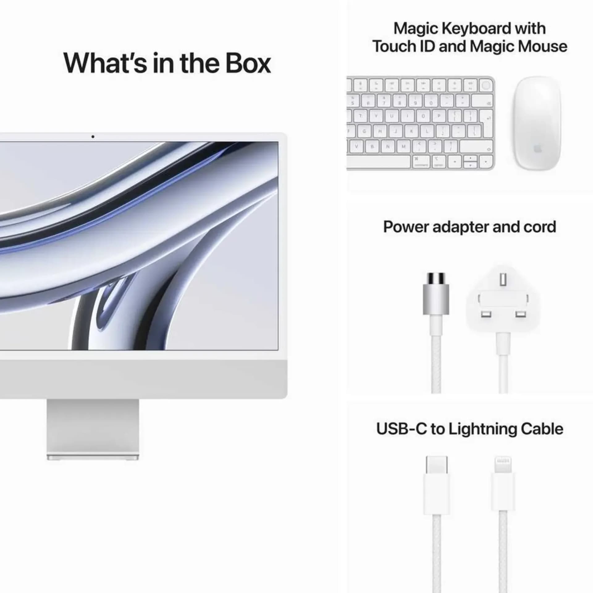 Apple iMac 24 MQRK3AB/A - A2873, M3 (8 Core), RAM 8GB, SSD 512GB, GPU (10 Core), 24 Inch 4.5K Retina display, Silver — thumbnail 4 of 4