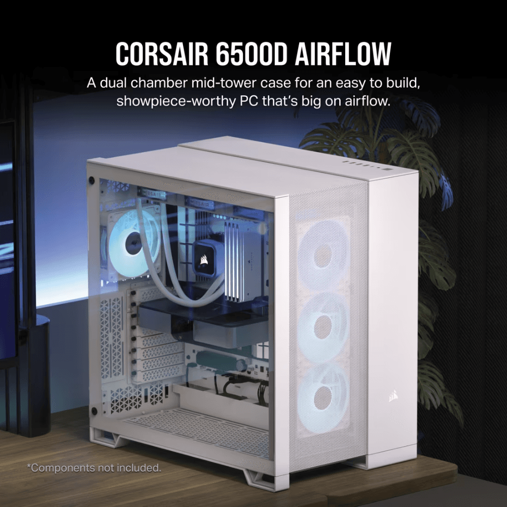 CORSAIR 6500D AIRFLOW TEMPERED GLASS MT CASE WHITE — thumbnail 4 of 8